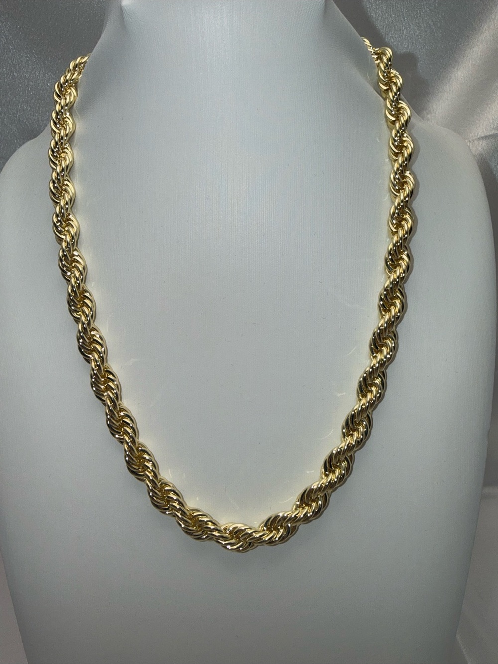 19 Inch 12mm 18K Gold Dipped Rope Necklace